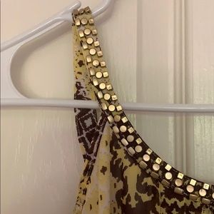 Yellow and Brown Geometric Max Dress